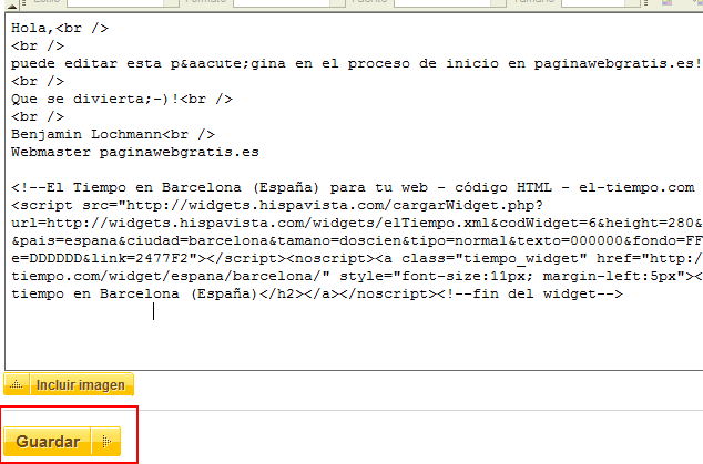 Pegar código en PWG Pegar código en PaginaWebGratis